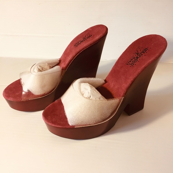 Hollywood Heels, Longoria Platform Shoes, Size 6, color Wine, New - Picture 6 of 8